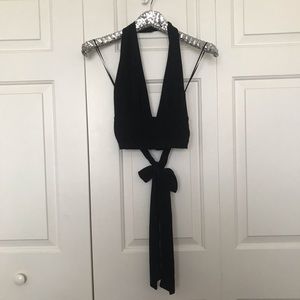 Express Black Halter Crop Top L